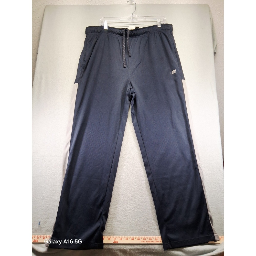 Russell Men Fleece Pants Dark Blue Size L 36-38 Drawstring Waist‎ Elastic Waist